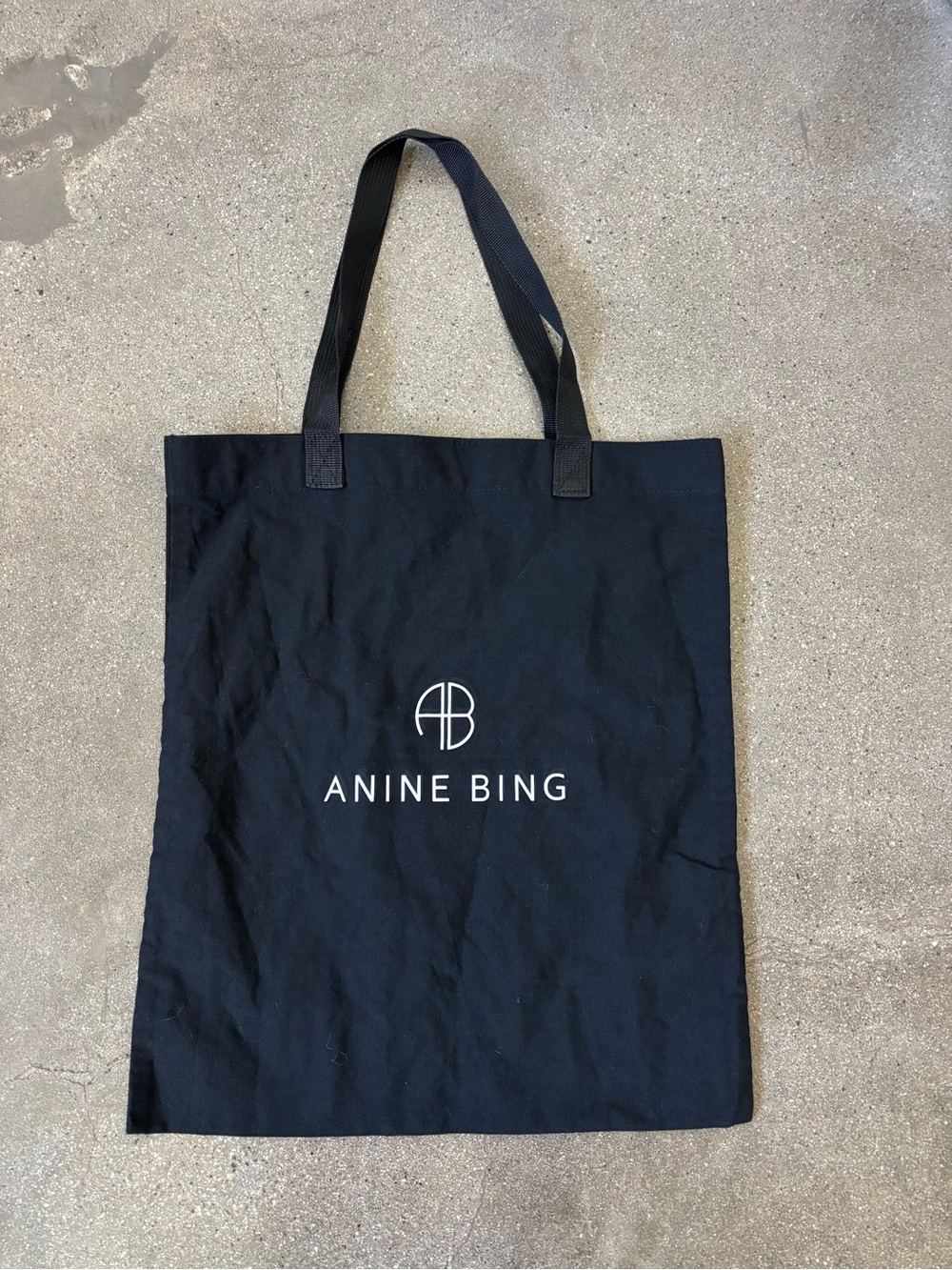 Anine Bing Black Canvas Logo Tote Bag